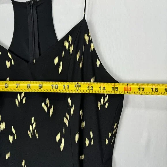 Everly Spaghetti Dress Black and Gold Size Large Racerback Knee Length Flare - Picture 10 of 16